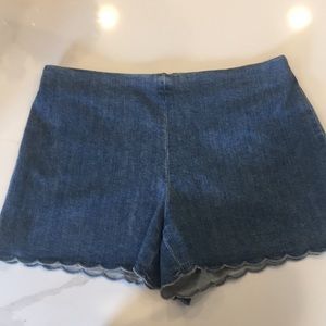 Alice + Olivia scalloped jean shorts